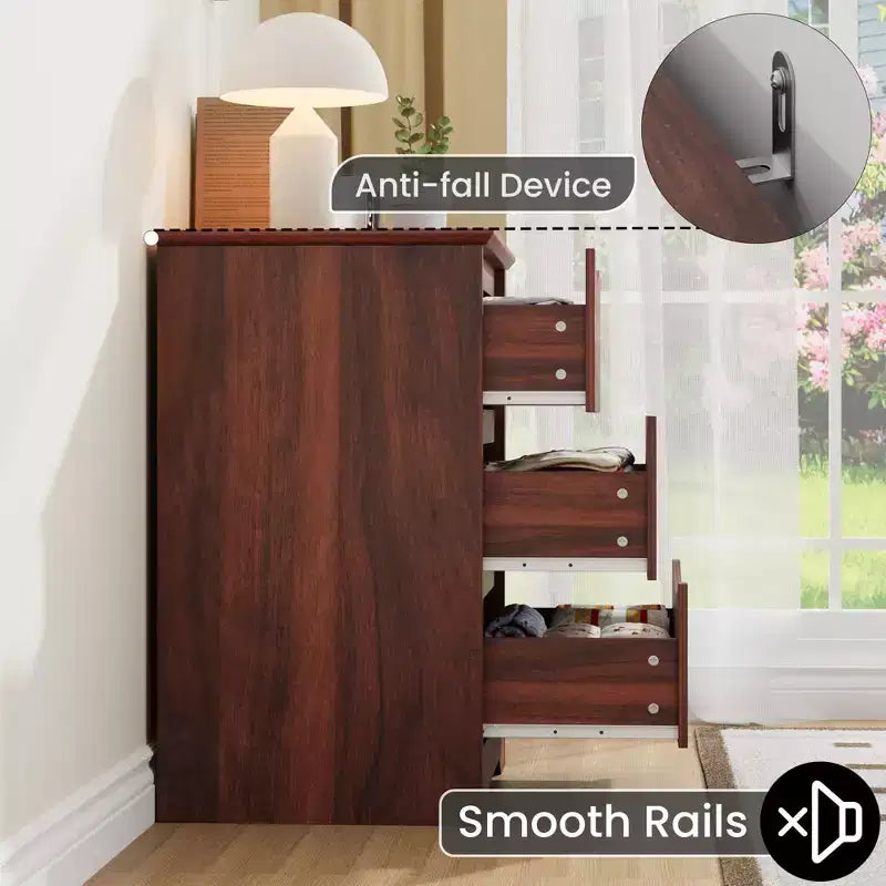 Modern Dresser with 3 Spacious Drawers - 23.6x14.2x29.5, Hidden Handles for Bedroom & Living Room