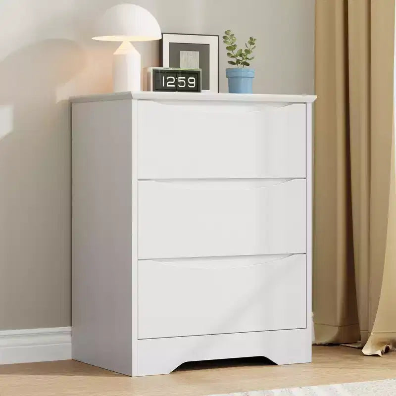 Modern Dresser with 3 Spacious Drawers - 23.6x14.2x29.5, Hidden Handles for Bedroom & Living Room