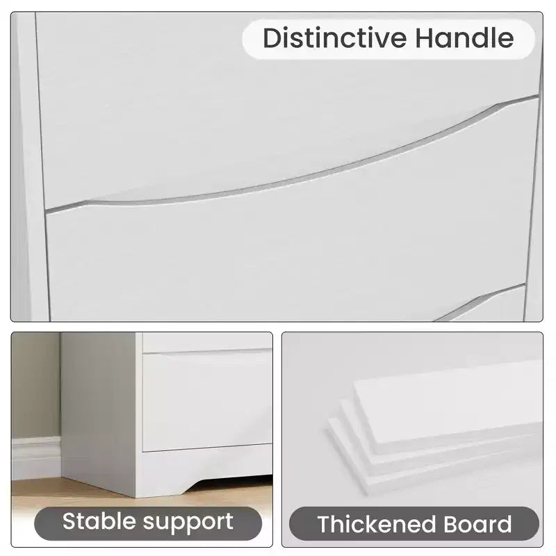 Modern Dresser with 3 Spacious Drawers - 23.6x14.2x29.5, Hidden Handles for Bedroom & Living Room