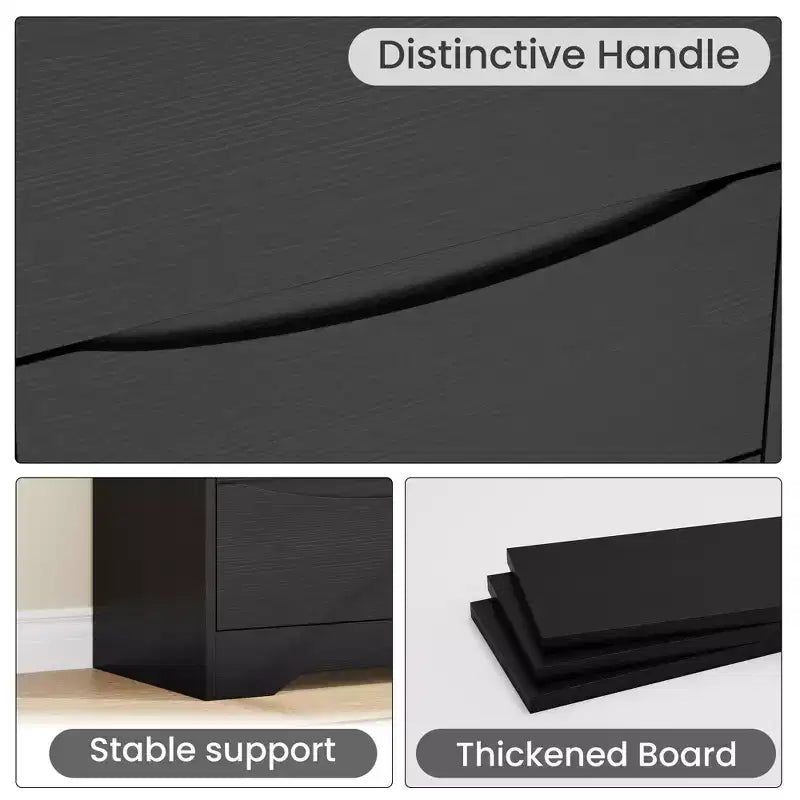 Modern Dresser with 3 Spacious Drawers - 23.6x14.2x29.5, Hidden Handles for Bedroom & Living Room