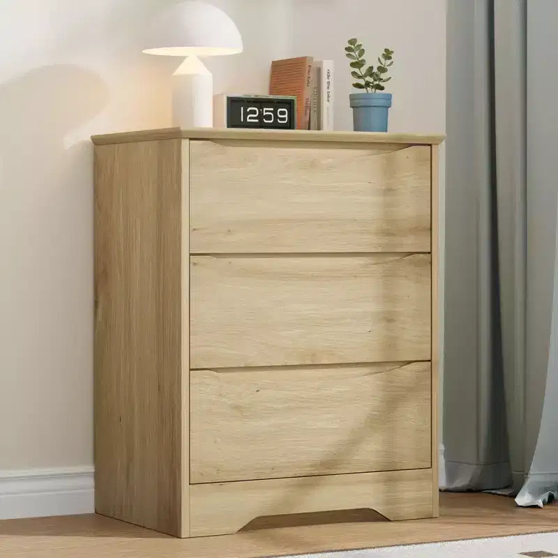 Modern Dresser with 3 Spacious Drawers - 23.6x14.2x29.5, Hidden Handles for Bedroom & Living Room