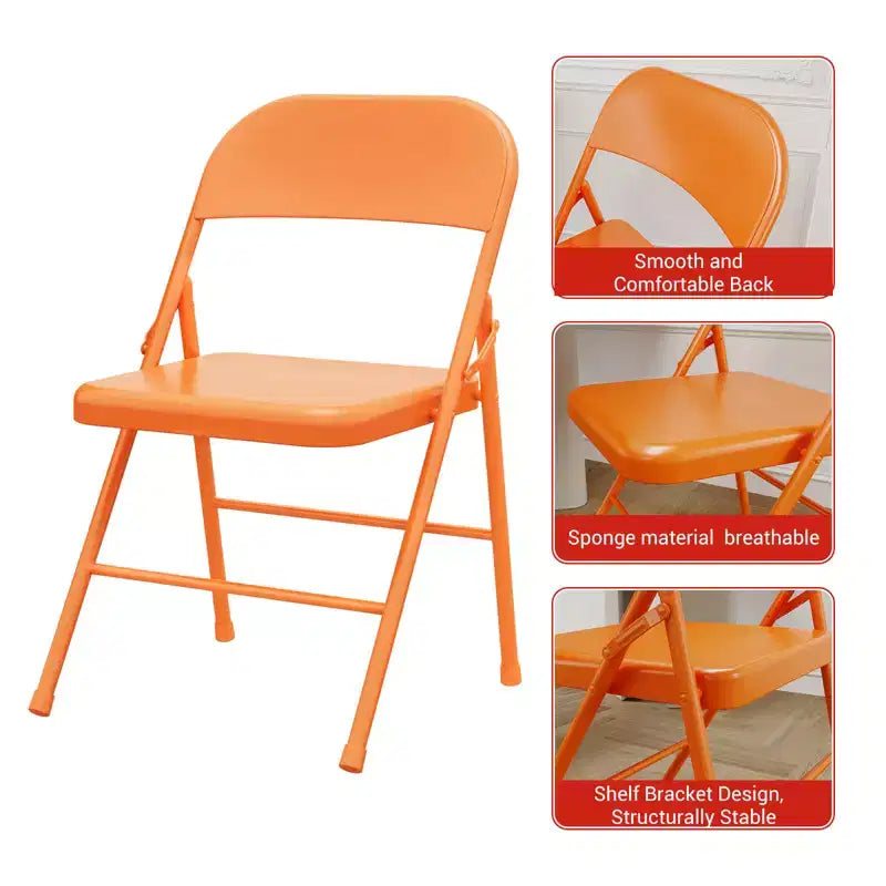 Folding Chair Set of 2, Heavy Duty Metal Chairs with Double Braced, 350LBS Capacity, Portable for Office, Wedding, Party, Indoor & Outdoor Use