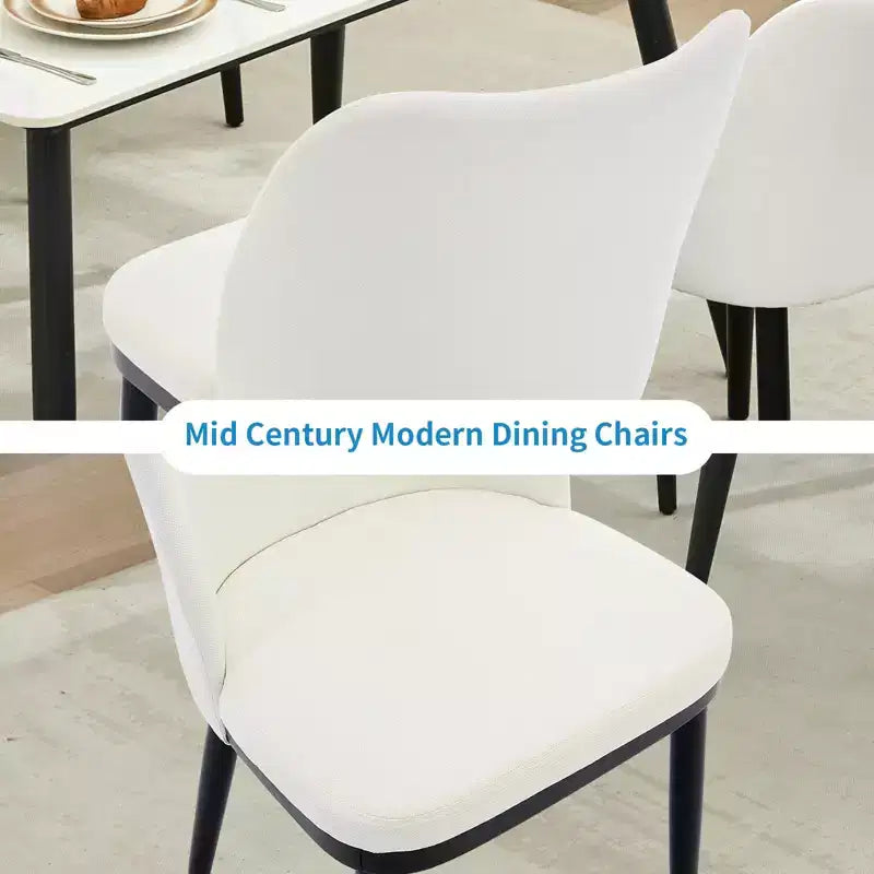 Modern Fabric Dining Chair Set, Upholstered Chair with Wooden Legs, Dining Room Living Room