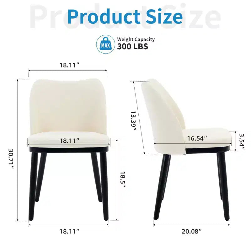 Modern Fabric Dining Chair Set, Upholstered Chair with Wooden Legs, Dining Room Living Room