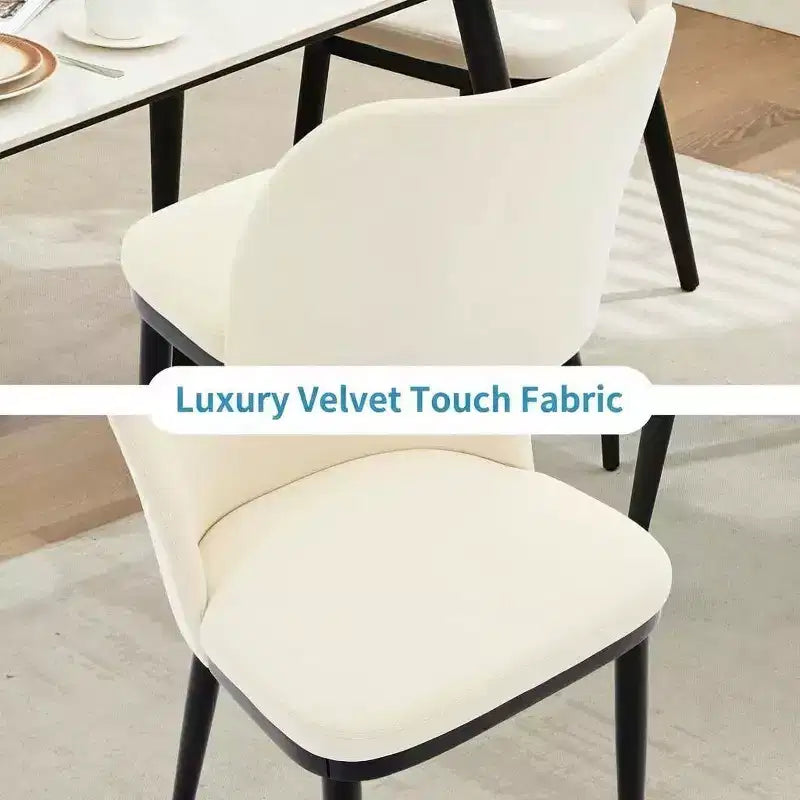 Modern Fabric Dining Chair Set, Upholstered Chair with Wooden Legs, Dining Room Living Room
