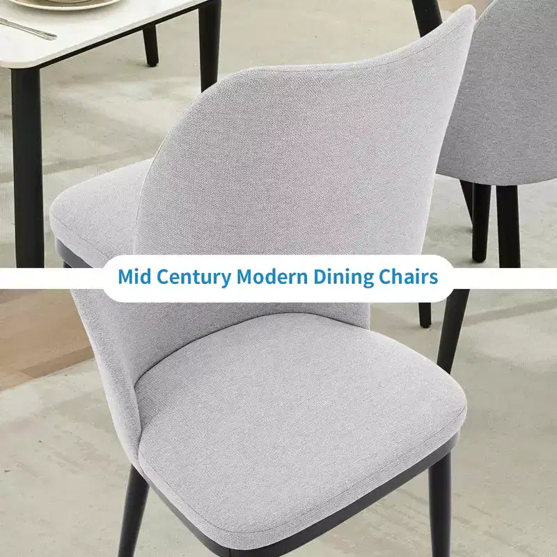 Modern Fabric Dining Chair Set, Upholstered Chair with Wooden Legs, Dining Room Living Room