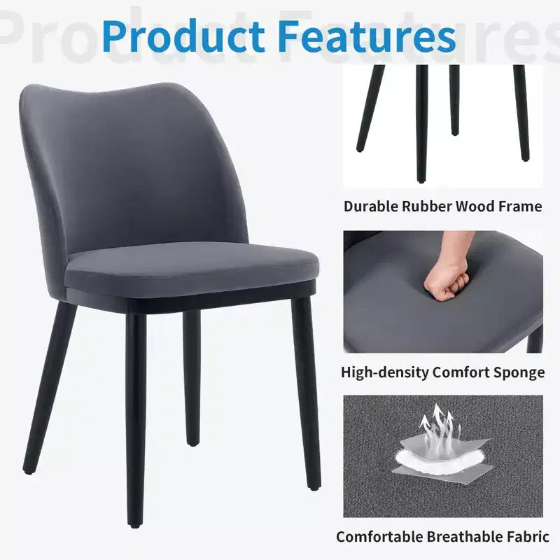 Modern Fabric Dining Chair Set, Upholstered Chair with Wooden Legs, Dining Room Living Room