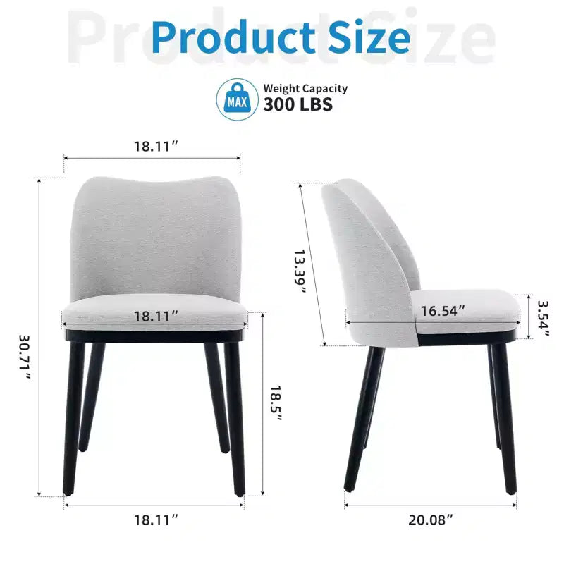 Modern Fabric Dining Chair Set, Upholstered Chair with Wooden Legs, Dining Room Living Room