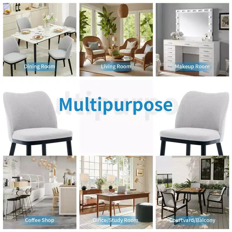 Modern Fabric Dining Chair Set, Upholstered Chair with Wooden Legs, Dining Room Living Room