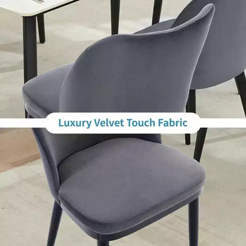Modern Fabric Dining Chair Set, Upholstered Chair with Wooden Legs, Dining Room Living Room