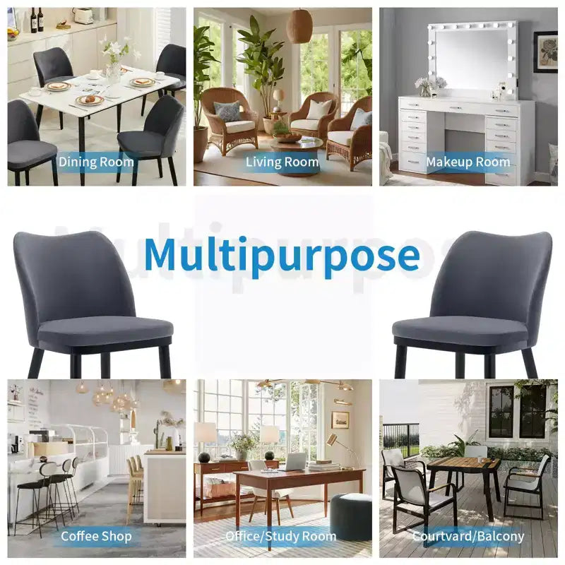 Modern Fabric Dining Chair Set, Upholstered Chair with Wooden Legs, Dining Room Living Room
