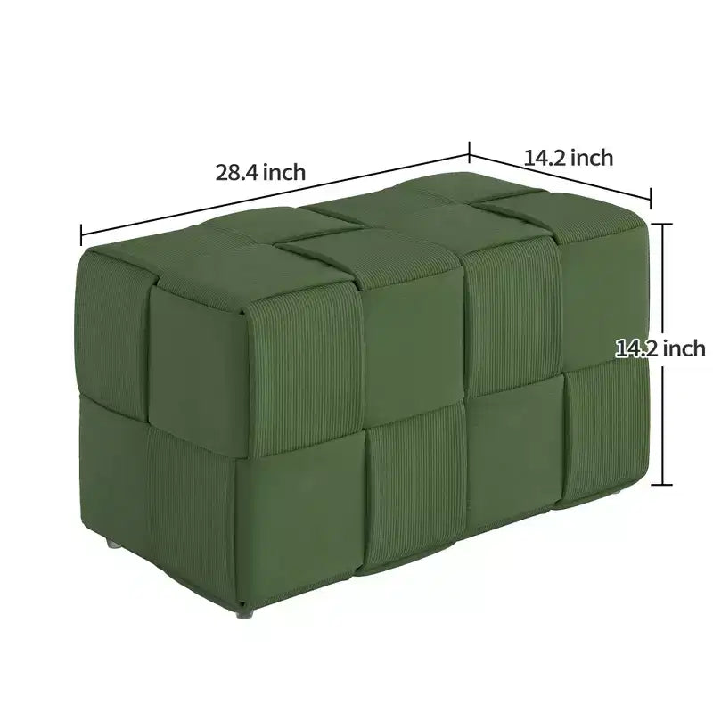 GDFStudio Valerie Rectangle Corduroy Woven Design Ottoman