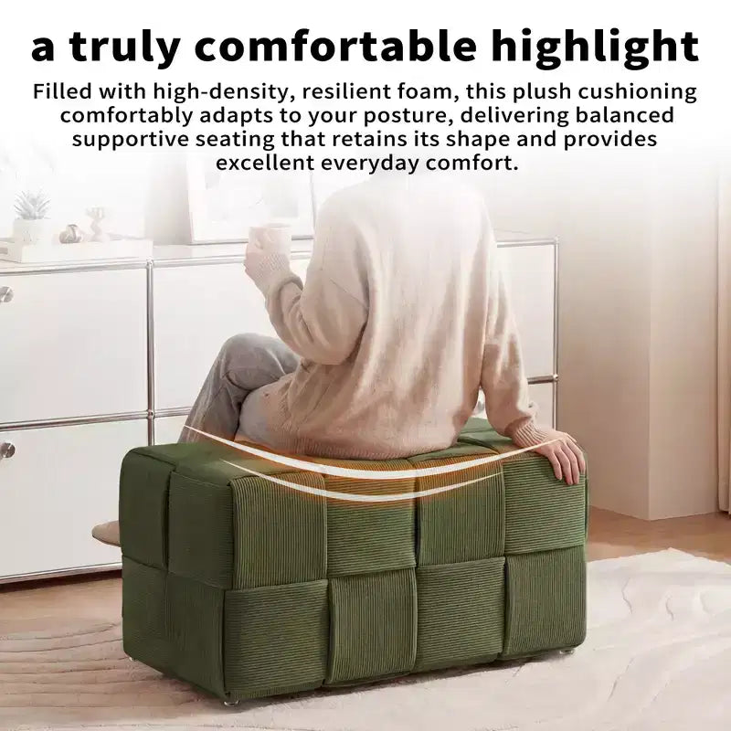 GDFStudio Valerie Rectangle Corduroy Woven Design Ottoman