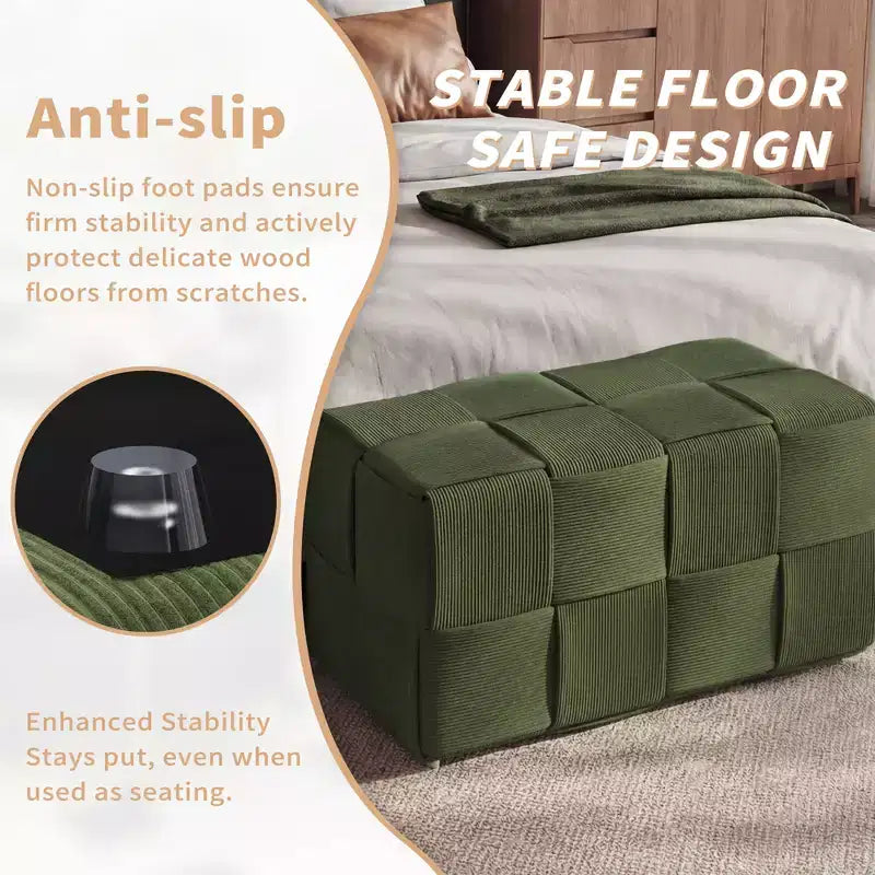 GDFStudio Valerie Rectangle Corduroy Woven Design Ottoman