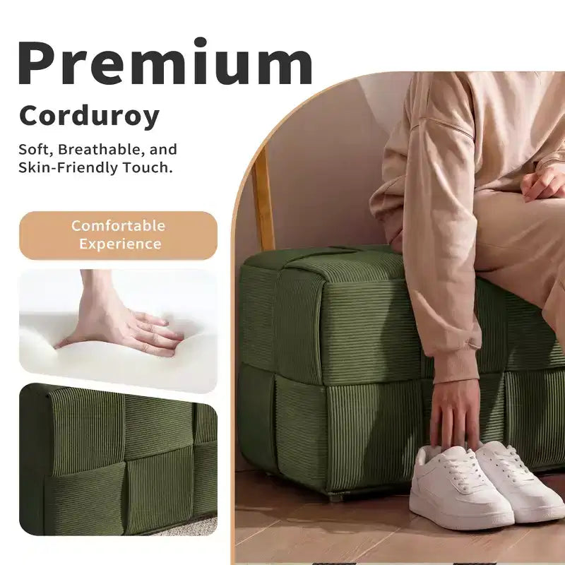 GDFStudio Valerie Rectangle Corduroy Woven Design Ottoman