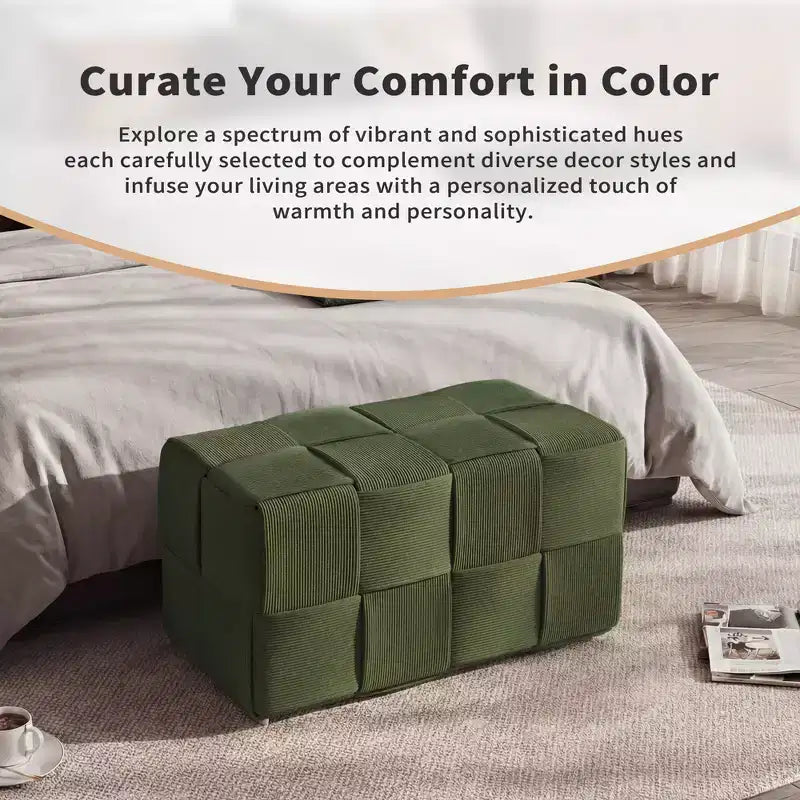 GDFStudio Valerie Rectangle Corduroy Woven Design Ottoman