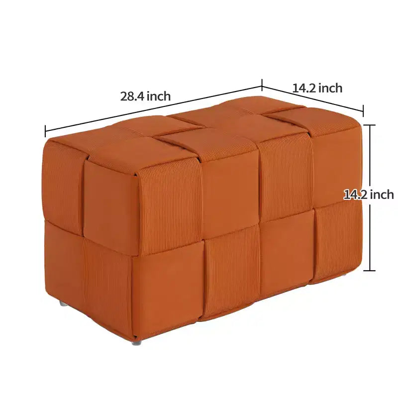 GDFStudio Valerie Rectangle Corduroy Woven Design Ottoman