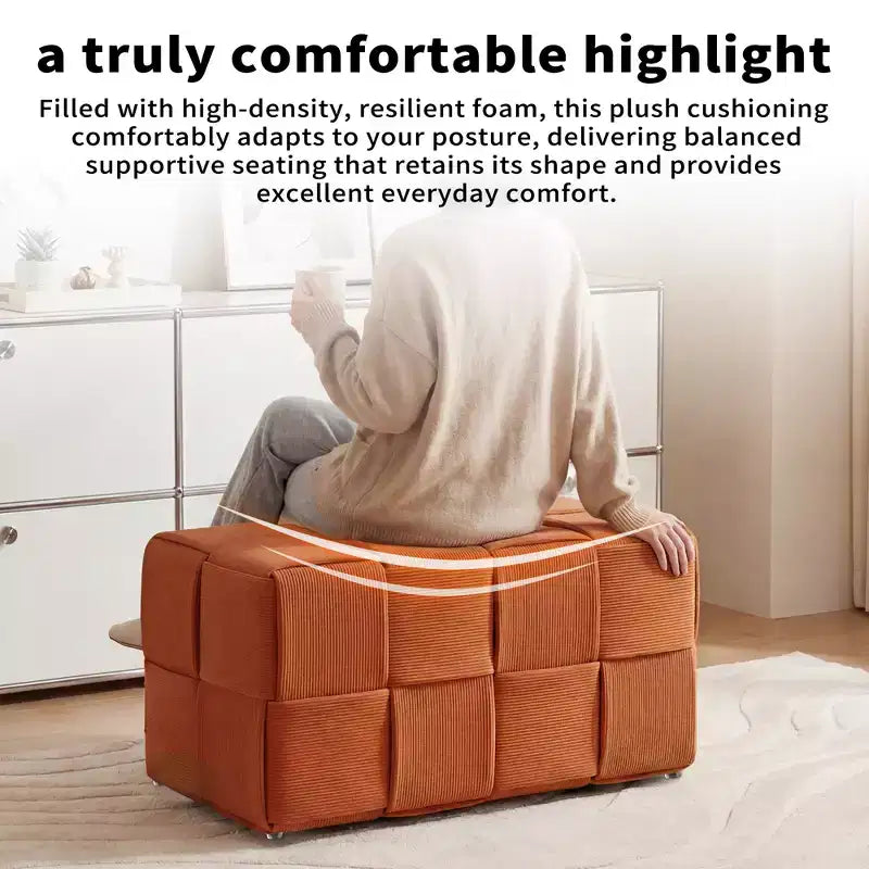 GDFStudio Valerie Rectangle Corduroy Woven Design Ottoman