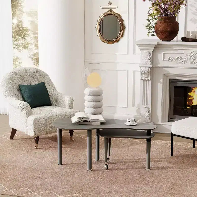 Ora Maison Modern Coffee Table  Cocktail Table with Solid Wood Legs & Sliding Extension for Living Room