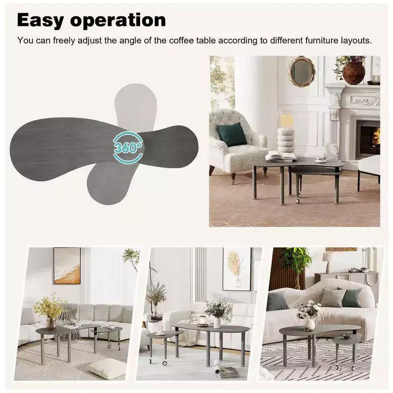 Ora Maison Modern Coffee Table  Cocktail Table with Solid Wood Legs & Sliding Extension for Living Room