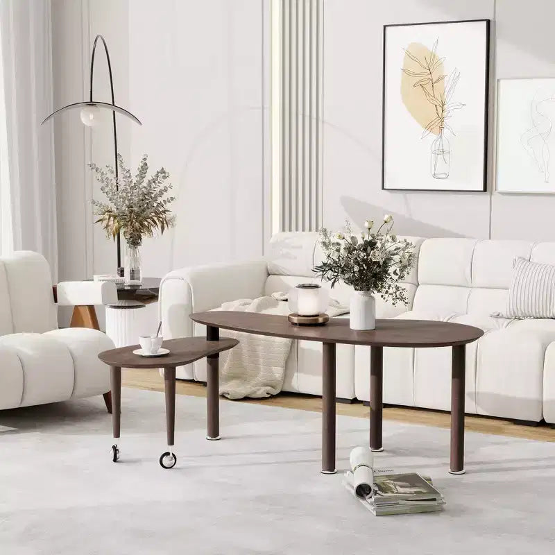 Ora Maison Modern Coffee Table  Cocktail Table with Solid Wood Legs & Sliding Extension for Living Room