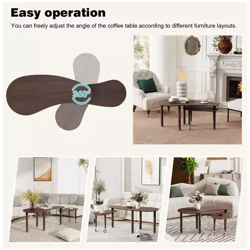 Ora Maison Modern Coffee Table  Cocktail Table with Solid Wood Legs & Sliding Extension for Living Room