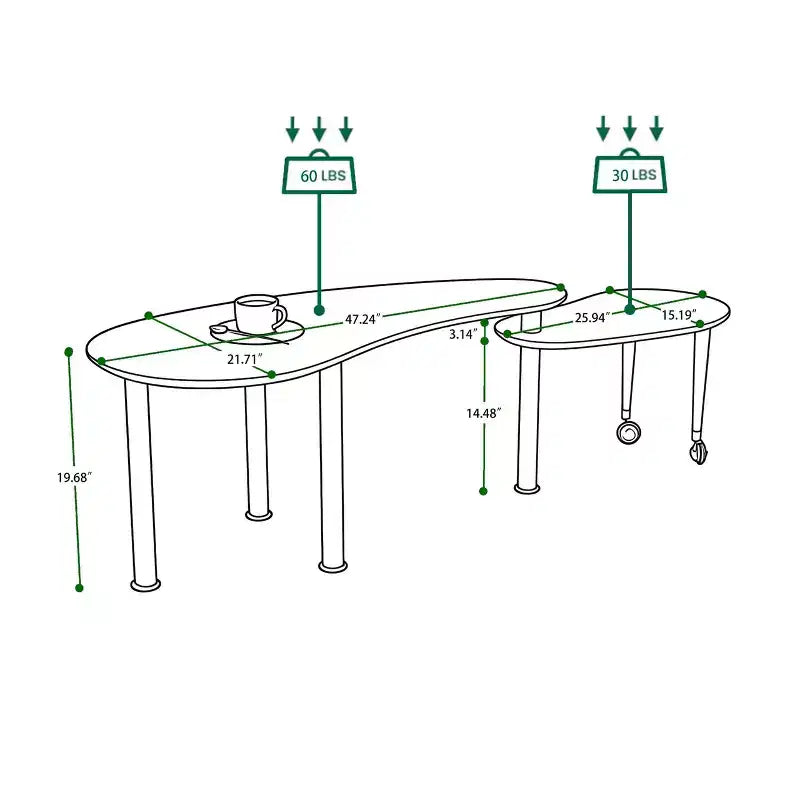 Ora Maison Modern Coffee Table  Cocktail Table with Solid Wood Legs & Sliding Extension for Living Room