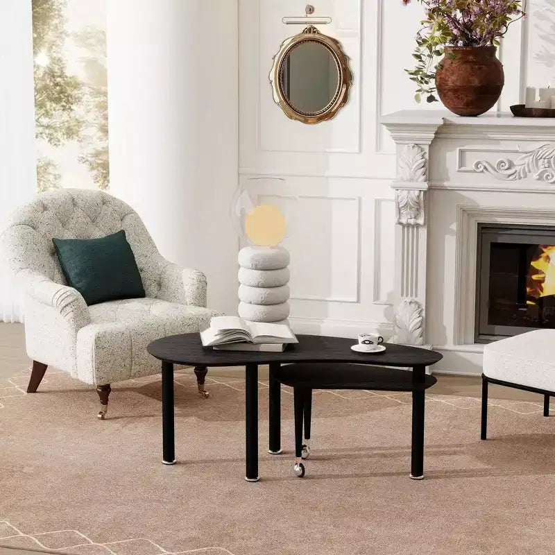 Ora Maison Modern Coffee Table  Cocktail Table with Solid Wood Legs & Sliding Extension for Living Room