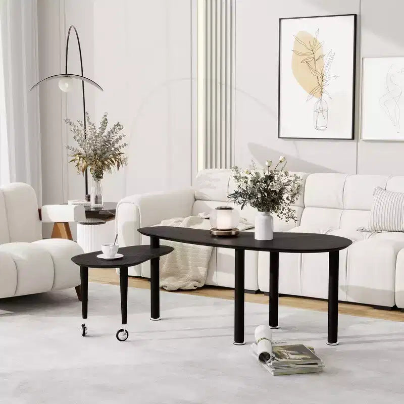 Ora Maison Modern Coffee Table  Cocktail Table with Solid Wood Legs & Sliding Extension for Living Room