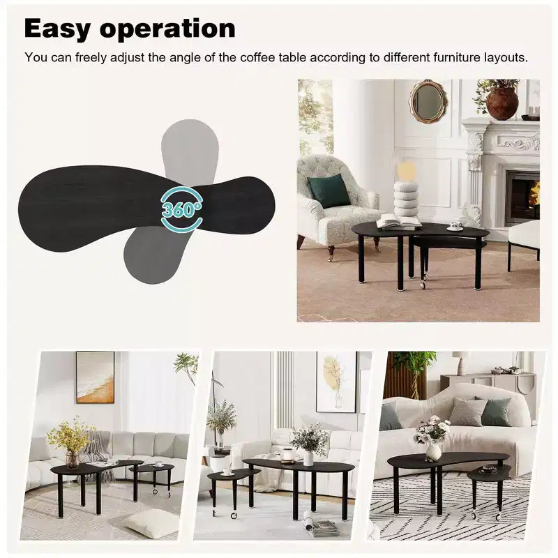 Ora Maison Modern Coffee Table  Cocktail Table with Solid Wood Legs & Sliding Extension for Living Room