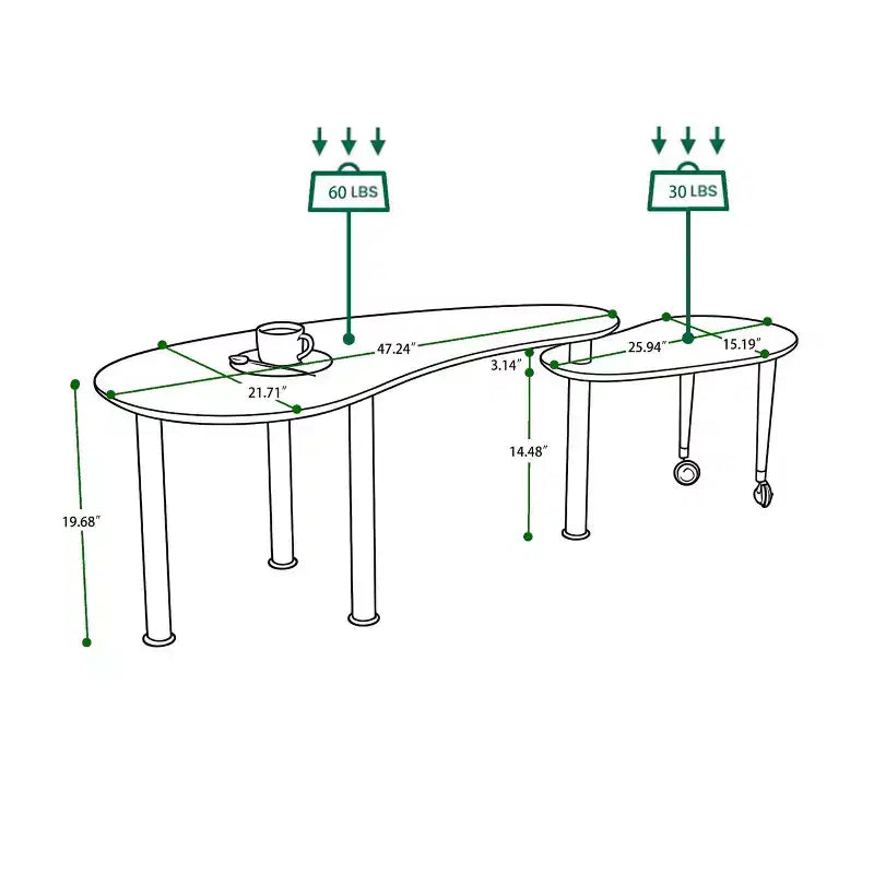 Ora Maison Modern Coffee Table  Cocktail Table with Solid Wood Legs & Sliding Extension for Living Room