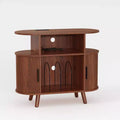 Mid-Century Modern Record Player Stand, Wooden Turntable Shelf, Open Vinyl Storage Cabinet, for Living Room, Bedroom