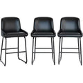 PU Leather Counter Height Bar Stools Set of 3/4,26.5Seat Height,Ergonomic Padded Back & Footrest,Sturdy Metal Frame,Upholstered Armless Bar Chairs