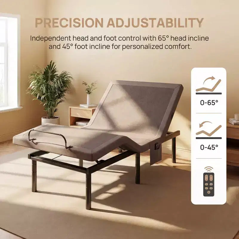 Marsail Twin XL Size Electric Bed Frame, Zero-Gravity and Zero-Gap Modes, Adjustable Bed Frame with 4 USB Ports and Wireless Remote Control