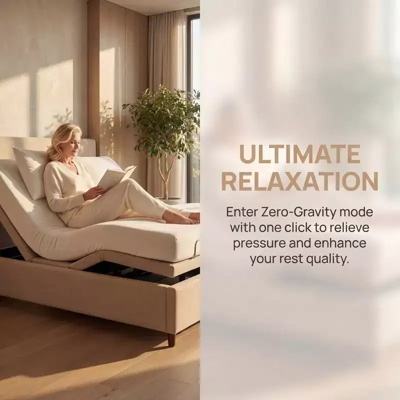 Marsail Twin XL Size Electric Bed Frame, Zero-Gravity and Zero-Gap Modes, Adjustable Bed Frame with 4 USB Ports and Wireless Remote Control
