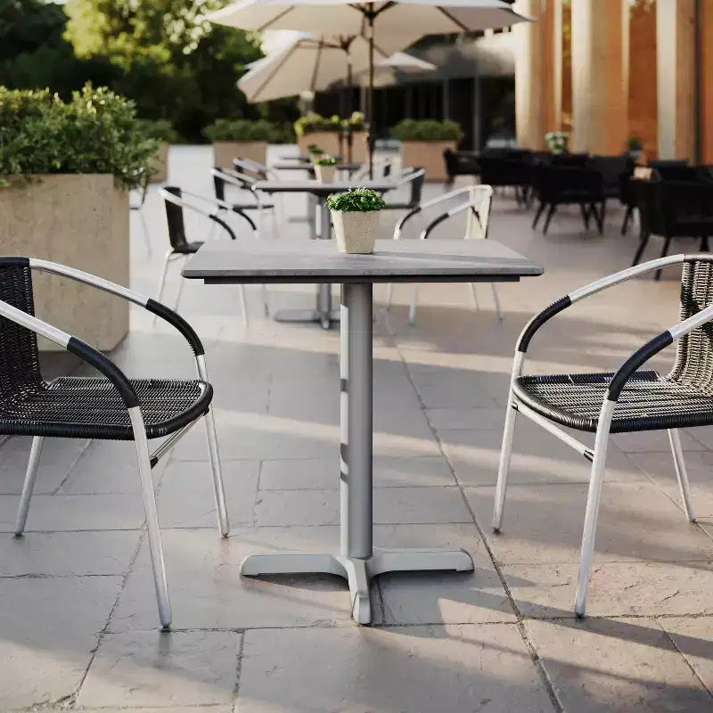 Flash Furniture Acadia Indoor Outdoor Tabletop with TopGuard HPL Technology and Cast Iron Bistro Table Base