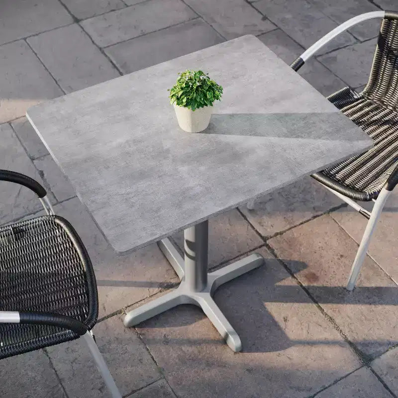 Flash Furniture Acadia Indoor Outdoor Tabletop with TopGuard HPL Technology and Cast Iron Bistro Table Base