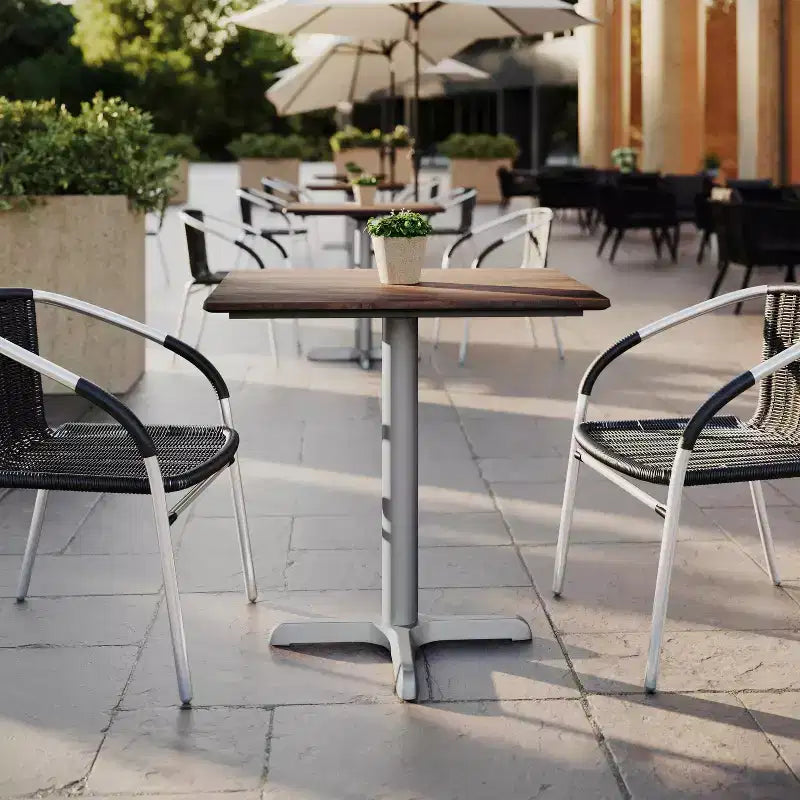 Flash Furniture Acadia Indoor Outdoor Tabletop with TopGuard HPL Technology and Cast Iron Bistro Table Base