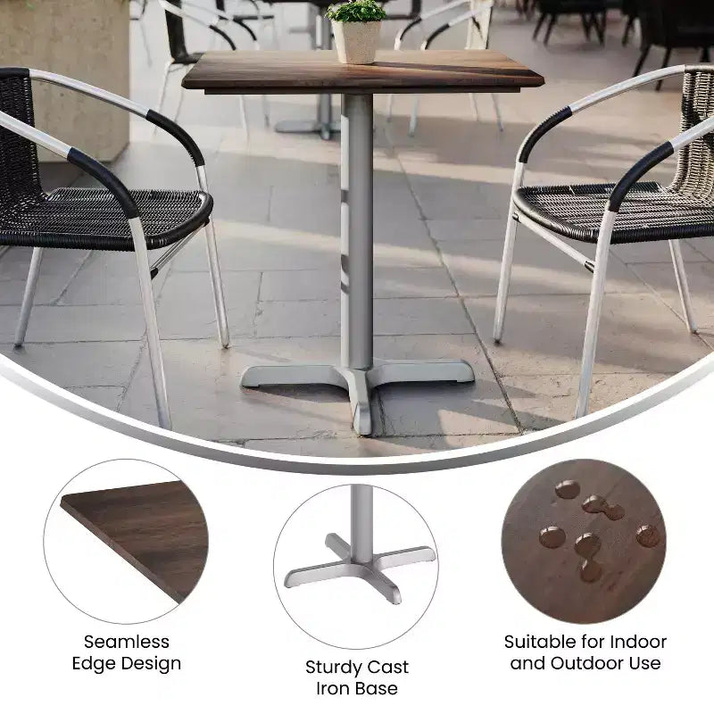 Flash Furniture Acadia Indoor Outdoor Tabletop with TopGuard HPL Technology and Cast Iron Bistro Table Base