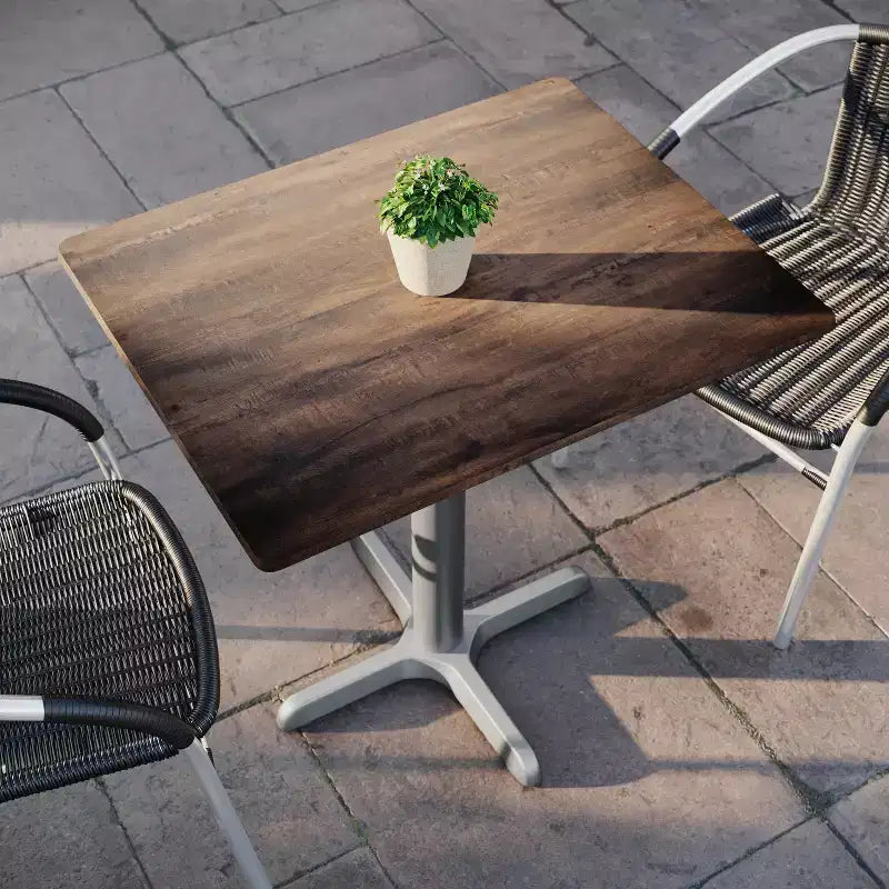 Flash Furniture Acadia Indoor Outdoor Tabletop with TopGuard HPL Technology and Cast Iron Bistro Table Base