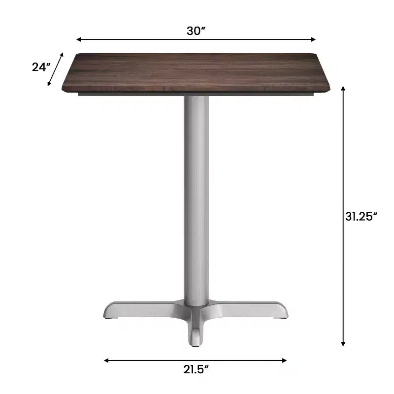 Flash Furniture Acadia Indoor Outdoor Tabletop with TopGuard HPL Technology and Cast Iron Bistro Table Base