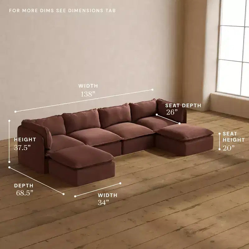 Anabei Modular Washable 4-Seater U-Sectional Sofa | Memorix+ Seat & Contour Pillow