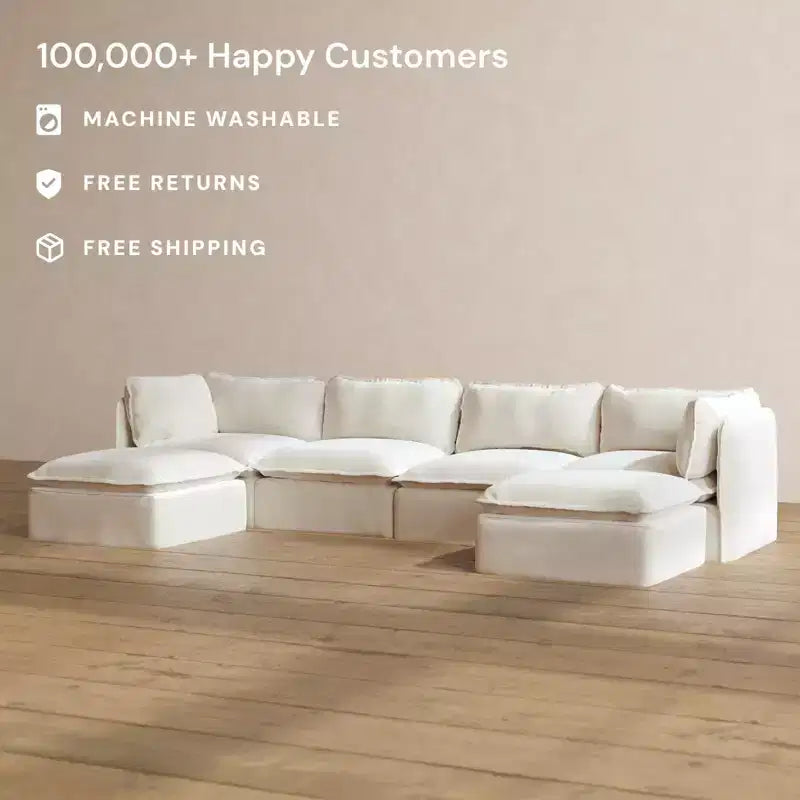 Anabei Modular Washable 4-Seater U-Sectional Sofa | Memorix+ Seat & Contour Pillow