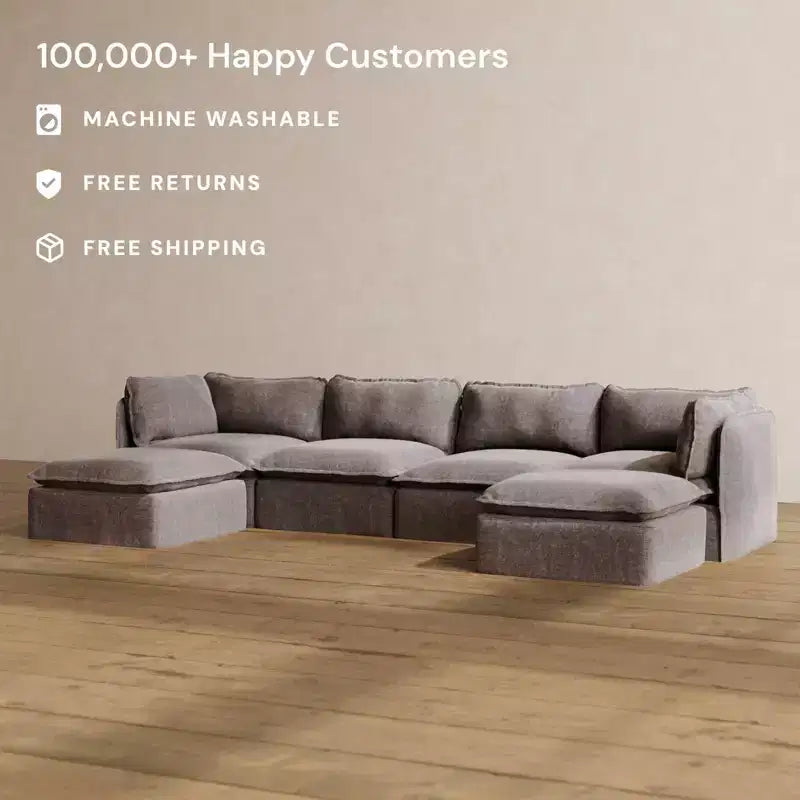 Anabei Modular Washable 4-Seater U-Sectional Sofa | Memorix+ Seat & Contour Pillow