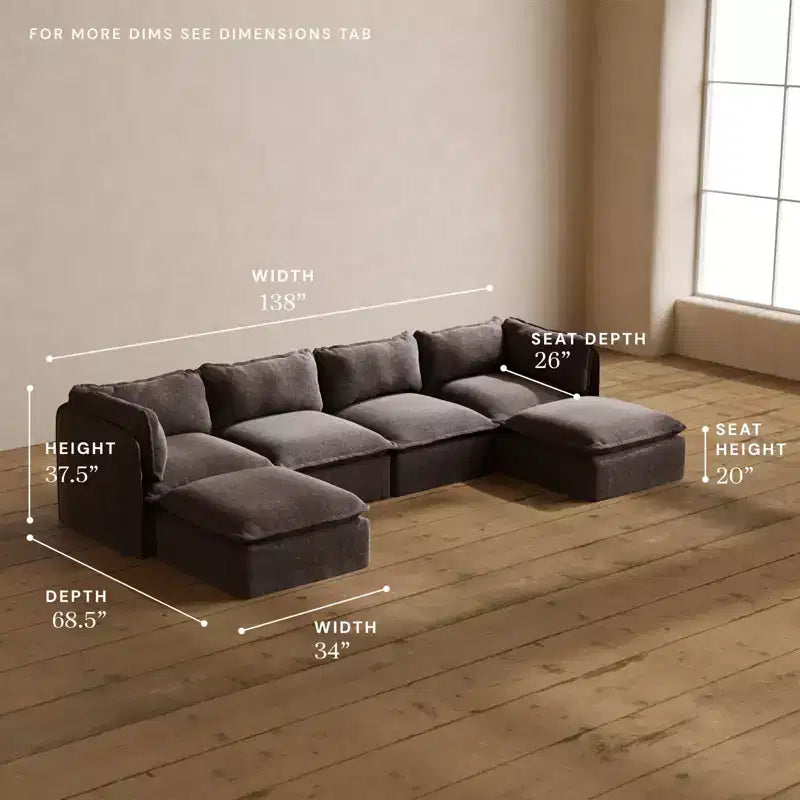 Anabei Modular Washable 4-Seater U-Sectional Sofa | Memorix+ Seat & Contour Pillow