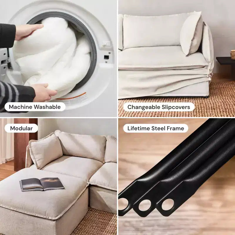 Anabei Modular Washable 4-Seater U-Sectional Sofa | Memorix+ Seat & Contour Pillow