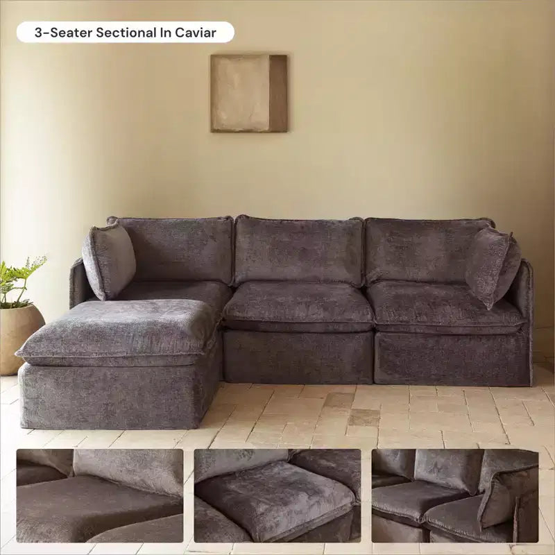 Anabei Modular Washable 4-Seater U-Sectional Sofa | Memorix+ Seat & Contour Pillow