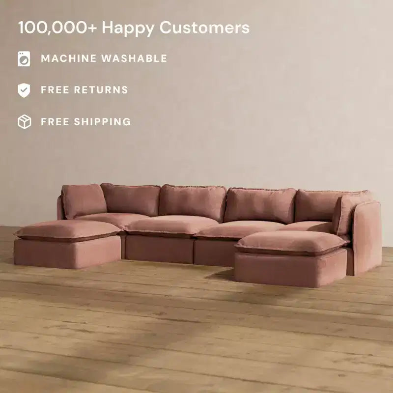 Anabei Modular Washable 4-Seater U-Sectional Sofa | Memorix+ Seat & Contour Pillow