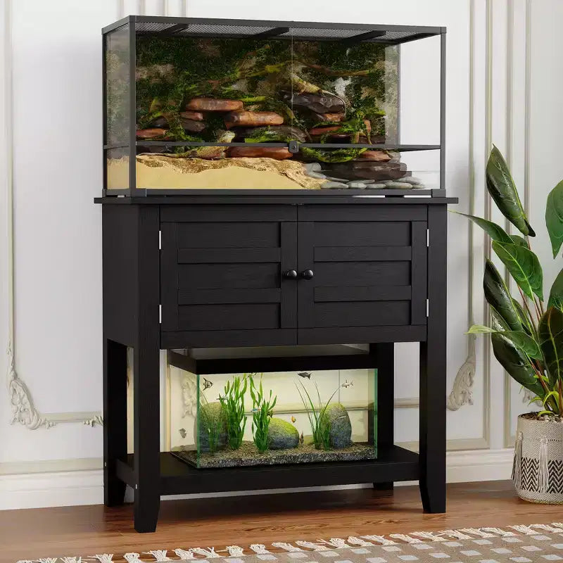 20-29 Gallon Aquarium Stand Dual Tier, Anti-Tipping Design, Open Storage, for Living Room, Home