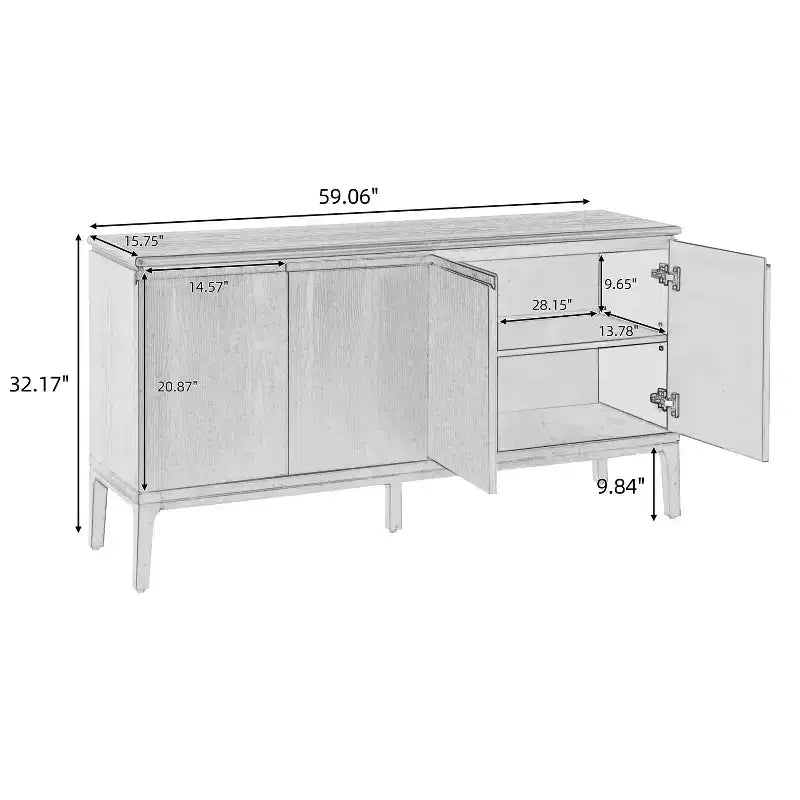 Christopher Knight Home Andy 59'' Modern 4-Door Sideboard with Rubberwood Legs
